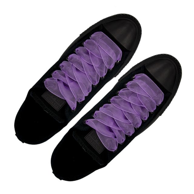 Organza Shoelaces - Purple 120cm Length 2.5cm Width Flat
