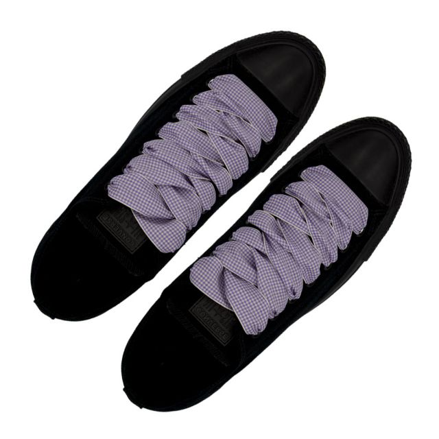 Plaid Shoelace Checkered Small - Purple Flat Length 120cm Width 2.5cm