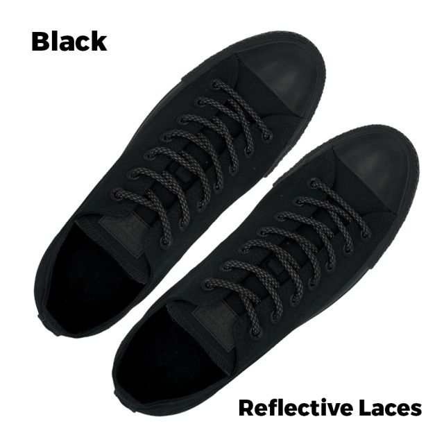 Reflective Shoelaces Round Black 100 cm - Ø5mm Dash