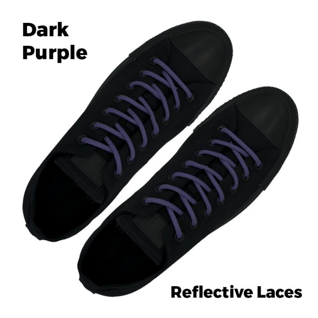 Reflective Shoelaces Round Dark Purple 100 cm - Ø5mm Dash