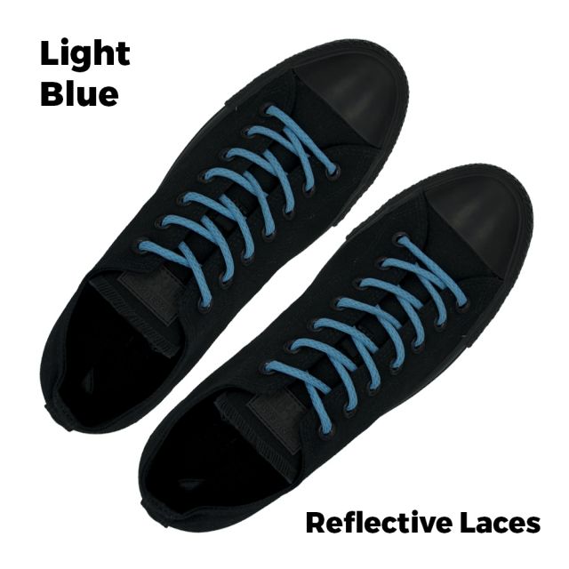 Reflective Shoelaces Round Light Blue 100 cm - Ø5mm Dash