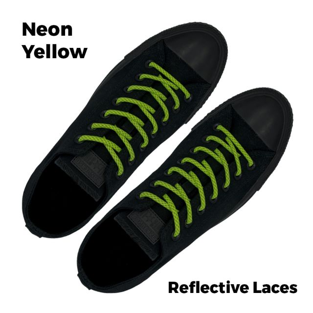 Reflective Shoelaces Round Fluro Yellow 100 cm - Ø5mm Dash