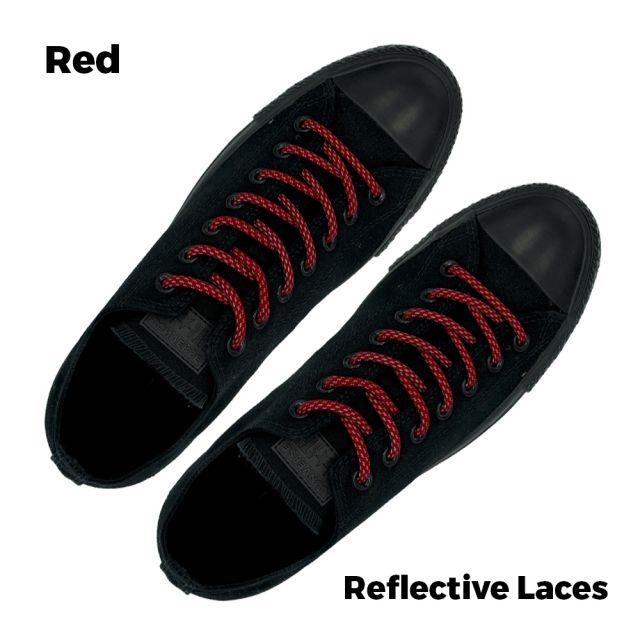 Reflective Shoelaces Round Red 100 cm - Ø5mm Dash