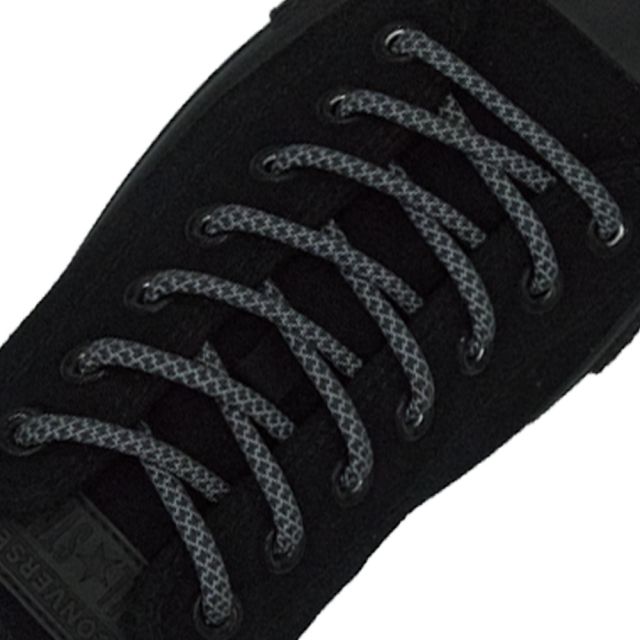 Reflective Shoelaces Round Dark Grey 160 cm - Ø5mm Cross