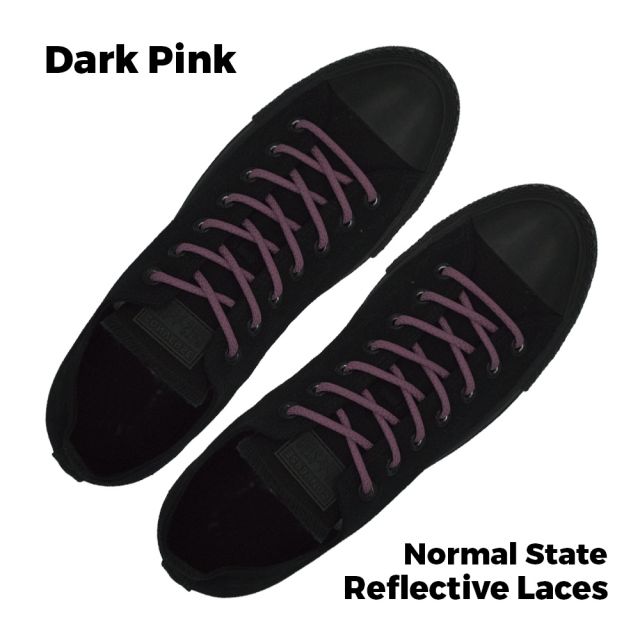 Reflective Shoelaces Round Dark Pink 100 cm - Ø5mm Cross