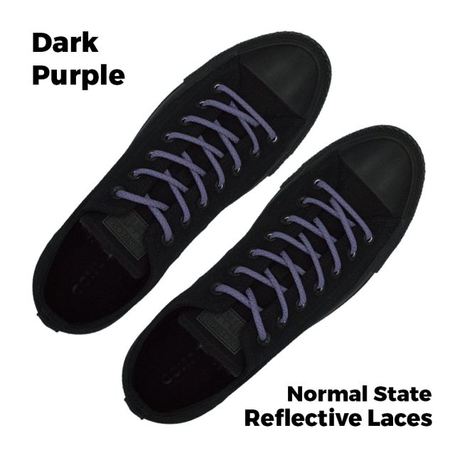 Reflective Shoelaces Round Dark Purple 100 cm - Ø5mm Cross