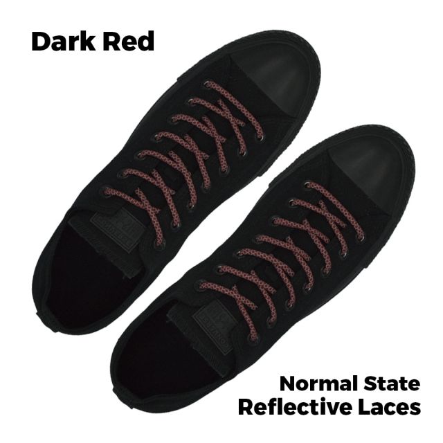 Reflective Shoelaces Round Dark Red 100 cm - Ø5mm Cross