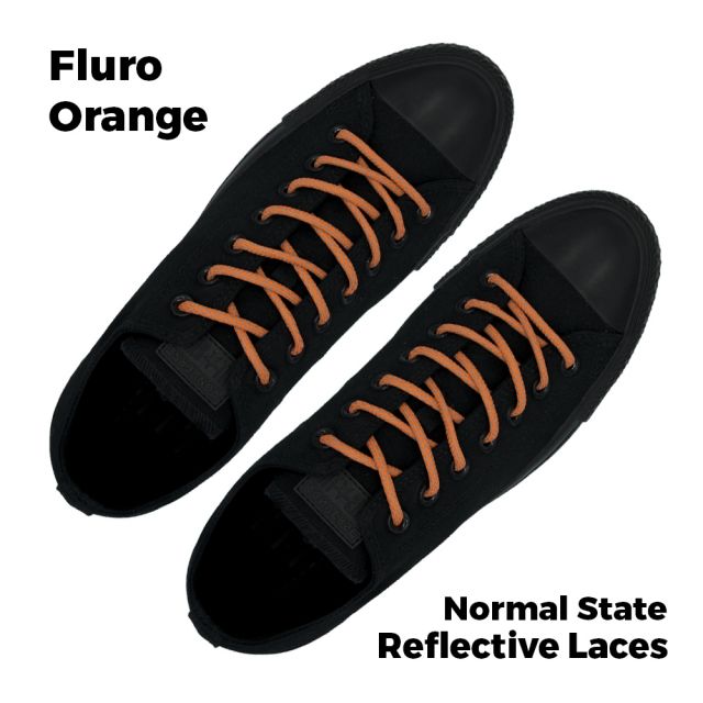 Reflective Shoelaces Round Fluro Orange 100 cm - Ø5mm Cross