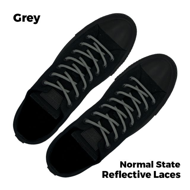 Reflective Shoelaces Round Grey 100 cm - Ø5mm Cross