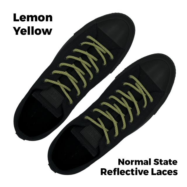 Reflective Shoelaces Round Lemon Yellow 100 cm - Ø5mm Cross