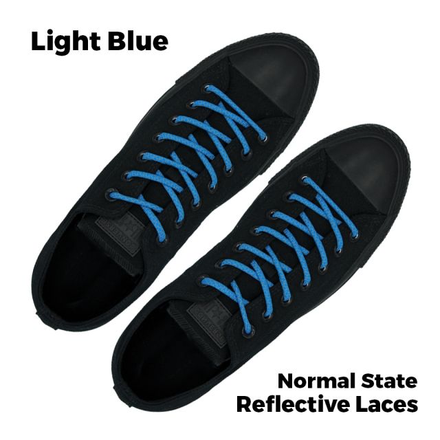 Reflective Shoelaces Round Light Blue 100 cm - Ø5mm Cross