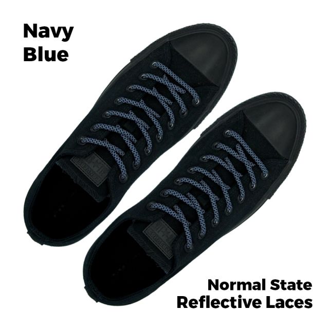 Reflective Shoelaces Round Navy Blue 100 cm - Ø5mm Cross
