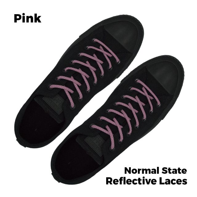 Reflective Shoelaces Round Pink 100 cm - Ø5mm Cross