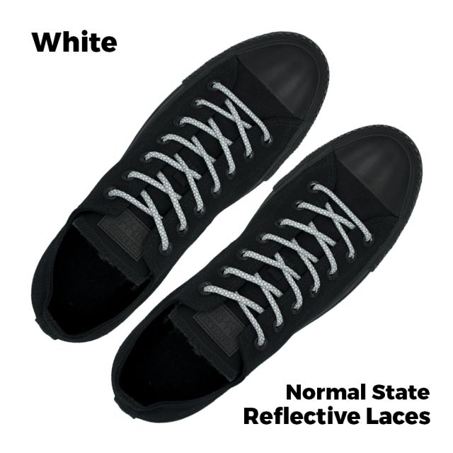 Reflective Shoelaces Round White 100 cm - Ø5mm Cross