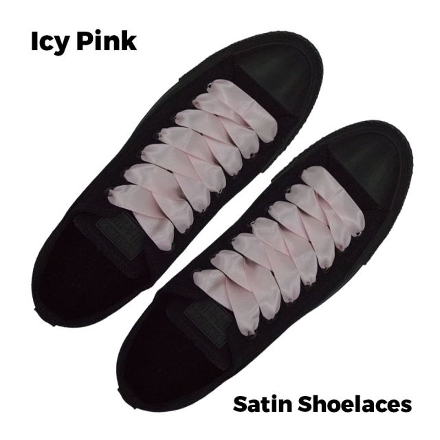 Satin Ribbon Shoelaces Flat Icy Pink - 100cm Length - 2cm Width