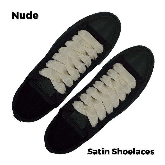 Satin Ribbon Shoelaces Flat Nude - 100cm Length - 2cm Width