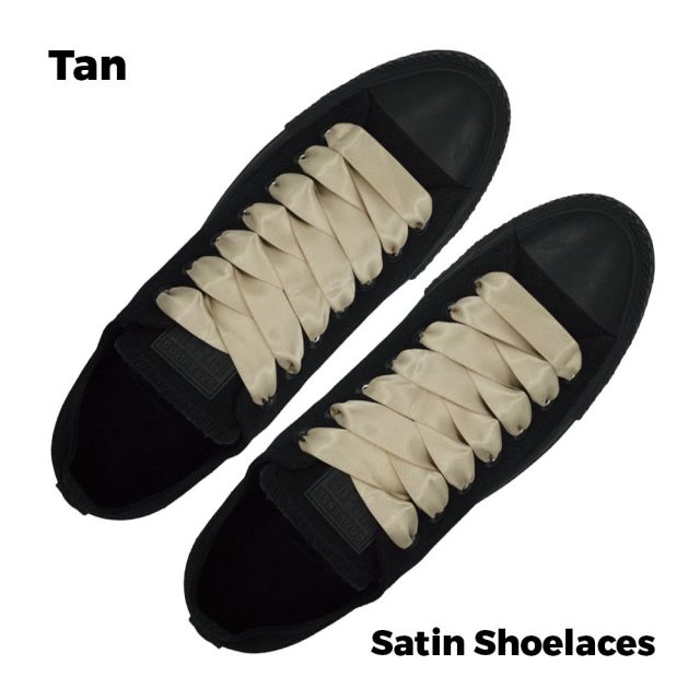 Satin Ribbon Shoelaces Flat Tan - 100cm Length - 2cm Width