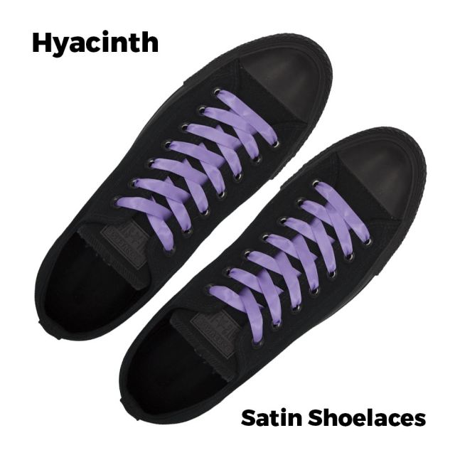 Satin Ribbon Shoelaces Flat Hyacinth - 100cm Length - 1cm Width