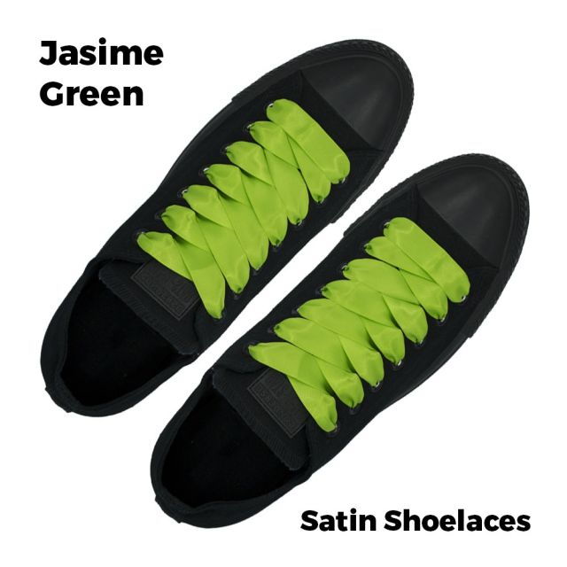 Satin Ribbon Shoelaces Flat Jasmine Green - 100cm Length - 2cm Width