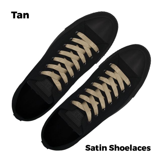 Satin Ribbon Shoelaces Flat Tan - 100cm Length - 1cm Width