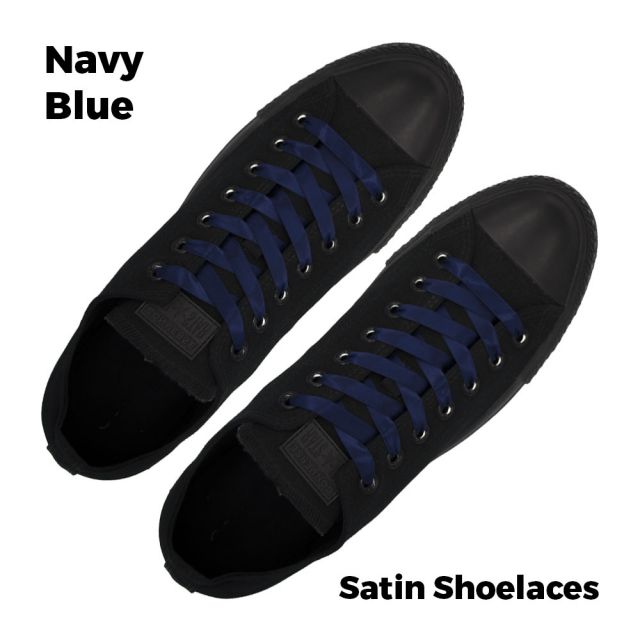 Satin Ribbon Shoelaces Flat Navy Blue - 100cm Length - 1cm Width