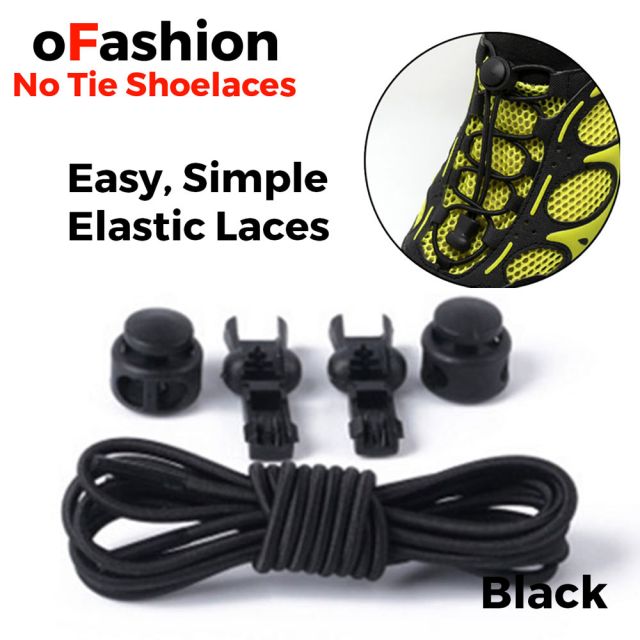 Smart Lock Elastic Shoelaces Black - Button and End Caps - Main Page