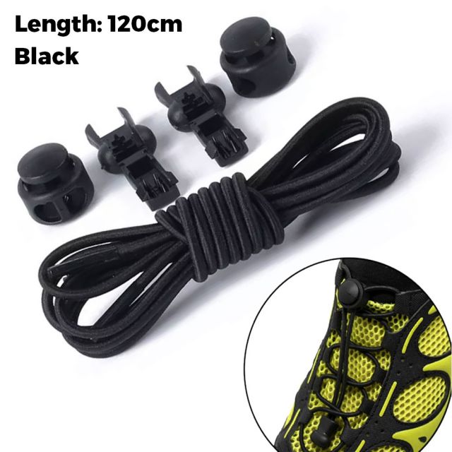 Smart Lock Elastic Shoelaces Black 120cm - Platinum