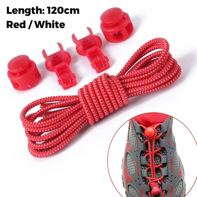 Smart Lock Elastic Shoelaces Red White 120cm - Platinum