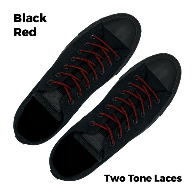 Two Tone Bootlace Shoelace Black Red 100cm - Ø4mm