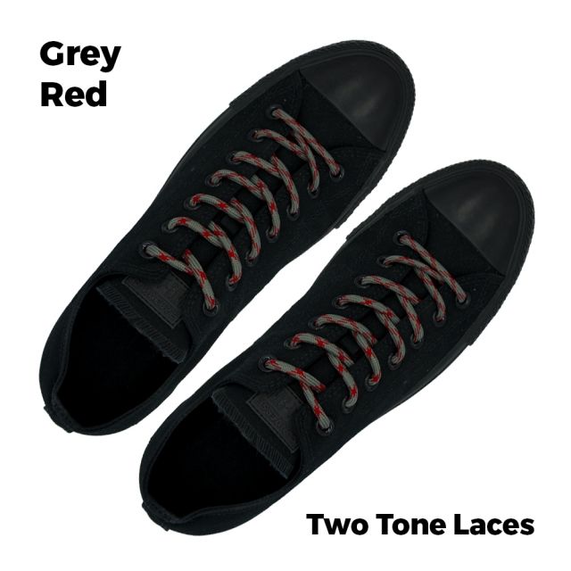 Two Tone Bootlace Shoelace Red Grey 100cm - Ø5mm