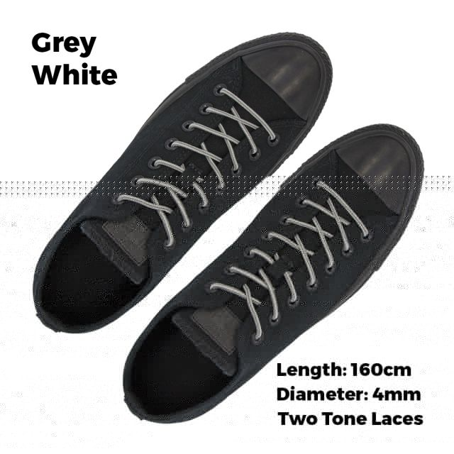 Two Tone Bootlace Shoelace Grey White 160cm