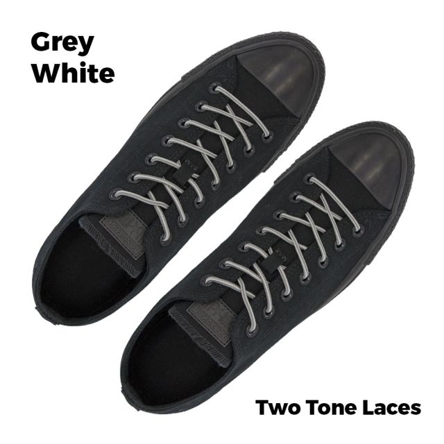 Two Tone Bootlace Shoelace Grey White 100cm - Ø4mm