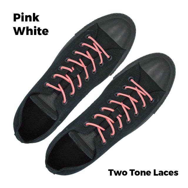 Two Tone Bootlace Shoelace Pink White 100cm - Ø4mm
