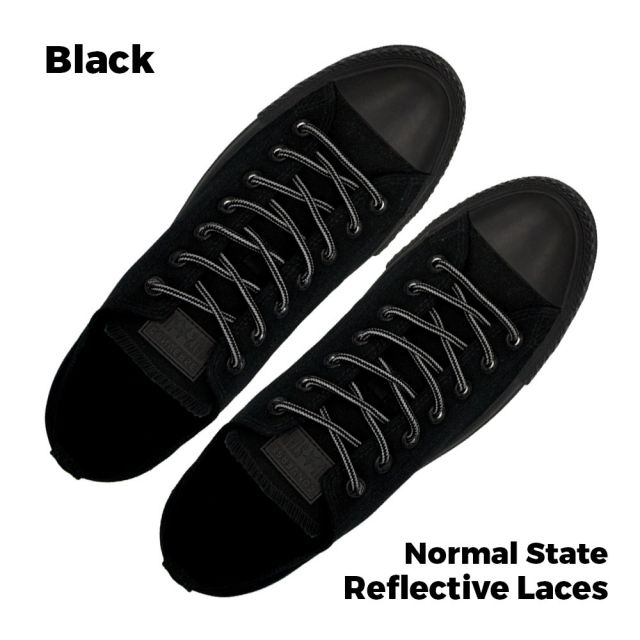 Two Tone Reflective Bootlace Shoelace Black Grey 100cm - Ø4mm STRIPE