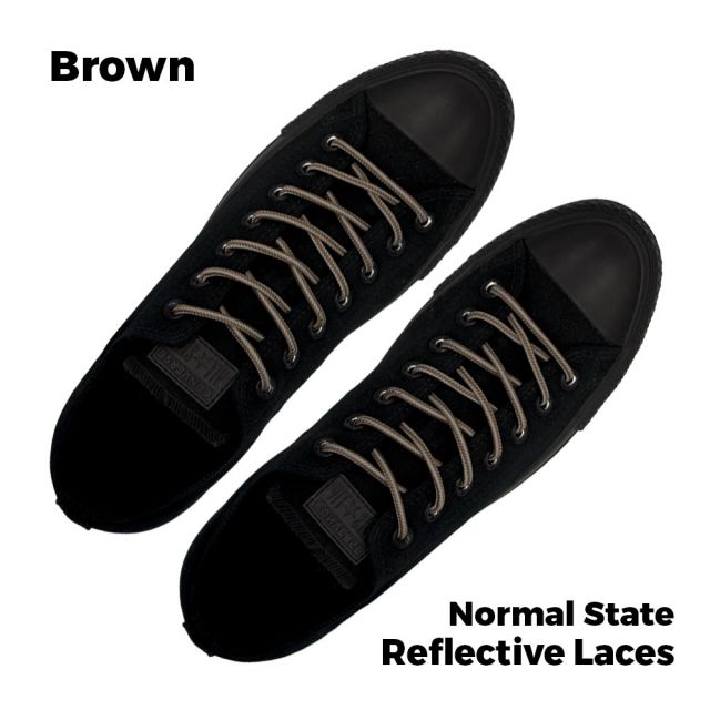 Brown Grey Round Reflective Shoelace SB