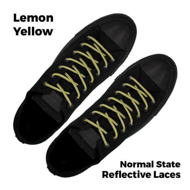 Two-Tone Reflective Bootlace Shoelace Lemon Yellow Grey - Ø4mm STRIPE
