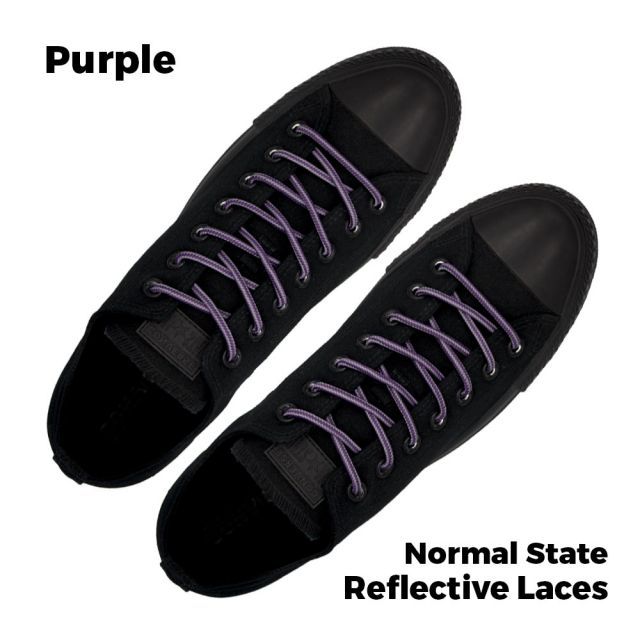 Two Tone Reflective Bootlace Shoelace Purple Grey 100cm - Ø4mm STRIPE
