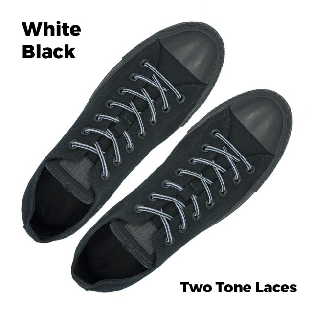 Two Tone Bootlace Shoelace Black White 100cm - Ø4mm
