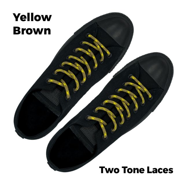 Two Tone Bootlace Shoelace Yellow Brown 100cm - Ø5mm
