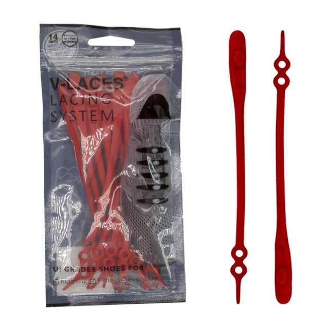 Kids & Adults V Laces No Tie Shoelace - Red 14 Pieces