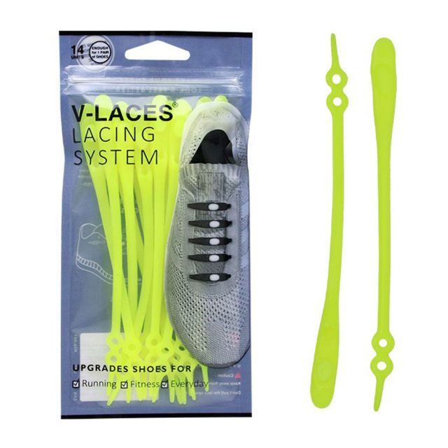 Kids & Adults V Laces No Tie Shoelace - Yellow 14 Pieces