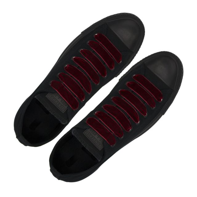 Velvet Ribbon Shoelaces - Dark Red L: 80cm W: 1.5cm Coolncie