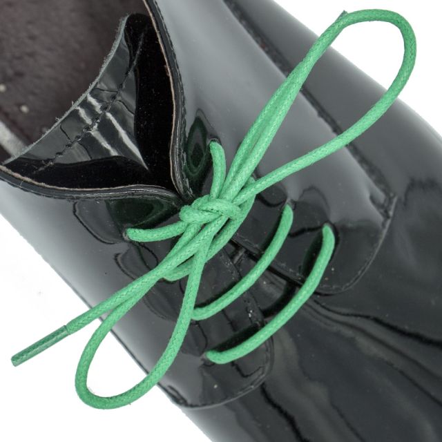 Waxed Cotton Dress Shoelaces - Green 60cm Length 2.5mm Round