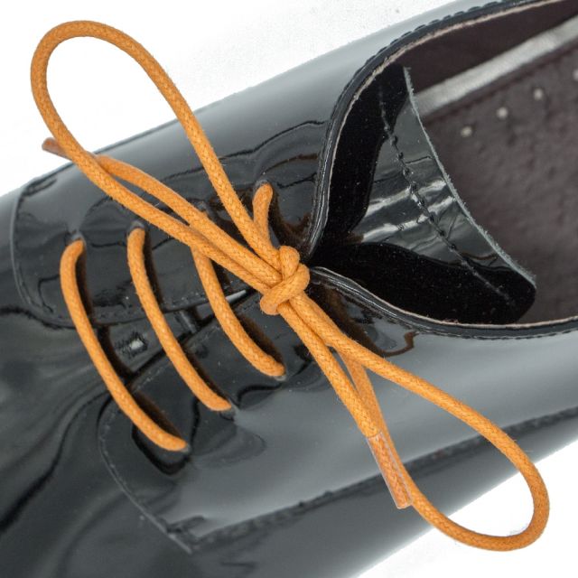Waxed Cotton Dress Shoelaces - Orange 60cm Length 2.5mm Round