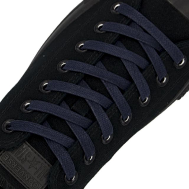 Waxed Cotton Boot / Sneaker Laces - Dark Blue 120cm Flat