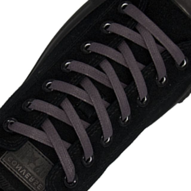 Length: 60cm | Width: 7mm | Flat Dark Grey Wax Shoelace