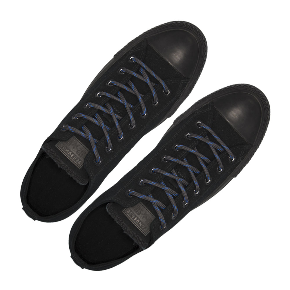 Dark&#x20;Grey&#x20;with&#x20;Blue&#x20;Spots&#x20;-&#x20;Round&#x20;Spotted&#x20;Shoelace&#x20;-&#x20;Length&#x20;120cm&#x20;&#xD8;4mm