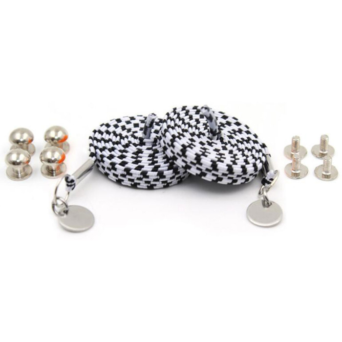 Black White Loop Flat Elastic No Tie Shoelaces Black White Loop Flat Elastic No Tie Shoelaces
