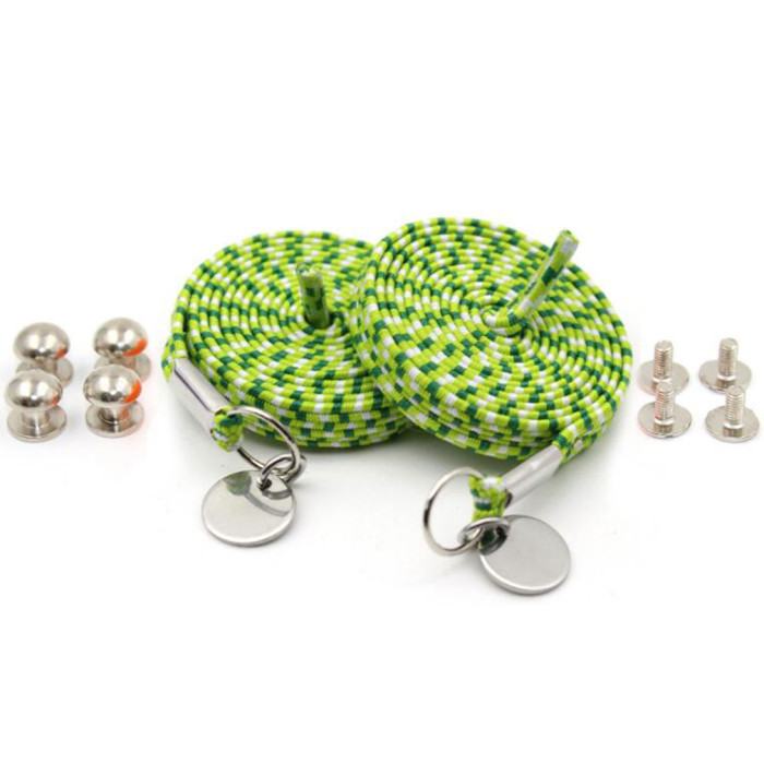 Green White Loop Flat Elastic No Tie Shoelaces Green White Loop Flat Elastic No Tie Shoelaces