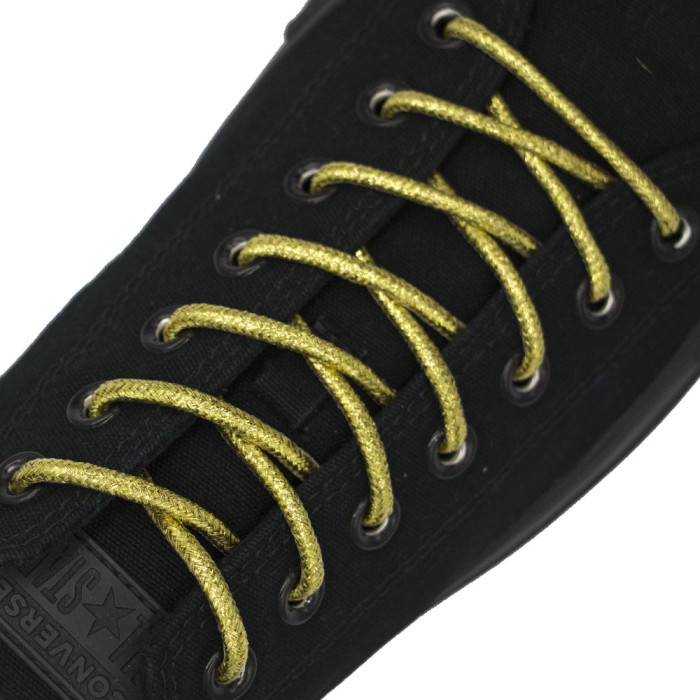 Glitter Gold Shoelaces Round
